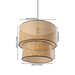 Living And Home Retro Rattan-Woven Pendant Light, Semi-Open,e27 - thumbnail 8
