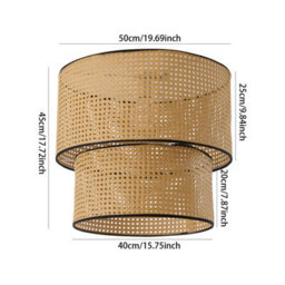 Living And Home Retro Rattan-Woven Pendant Light, Semi-Open,e27 - thumbnail 5