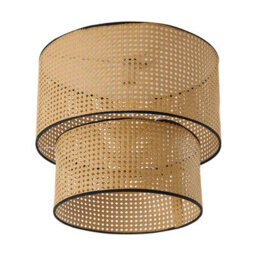 Living And Home Retro Rattan-Woven Pendant Light, Semi-Open,e27