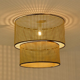 Living And Home Retro Rattan-Woven Pendant Light, Semi-Open,e27 - thumbnail 2