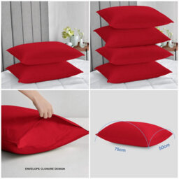 Ameha Bedding Pillowcase-Plain Dyed Red Breathable Envelope Durable Pillow Cover 2 Pair (50 X 75 Cm) Pillow Covers - thumbnail 2