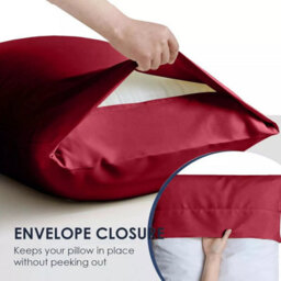 Ameha Bedding Pillowcase-Plain Dyed Red Breathable Envelope Durable Pillow Cover 2 Pair (50 X 75 Cm) Pillow Covers - thumbnail 9