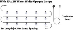 Eagle Connect Festoon Black Rubber Ip44 5M/15X2W Warm White Opaque Lamps - thumbnail 2