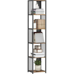 Tall Shelving Unit Bookcase 5 Tier Slim Industrial Storage - thumbnail 6