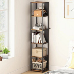 Tall Shelving Unit Bookcase 5 Tier Slim Industrial Storage - thumbnail 5