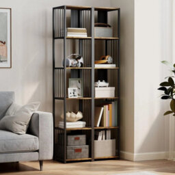Tall Shelving Unit Bookcase 5 Tier Slim Industrial Storage - thumbnail 3