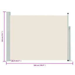Walplus Patio Retractable Side Awning Garden Sun Shade Canopy Gazebo For Back Door, Porch, Patio 140X500 Cm Cream - thumbnail 4