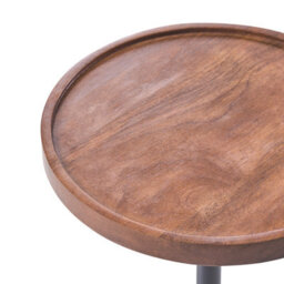 Wyld And Coco Modern Mango Wood Round Side Table With White Marble Base, 30Cm Diameter, 50Cm Height - thumbnail 3