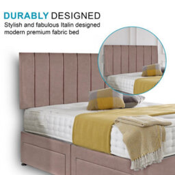 Dining Tables Oslo Matching Headboard Divan Set, 2 Drawer On Same Side With Sprung 1500 Comfort Mattress - Plush Dusty Pink - King - thumbnail 3