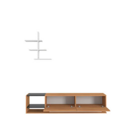Decorotika Decortika Liza Modern Tv Stand Tv Unit With Storage Teak & Black White - thumbnail 5