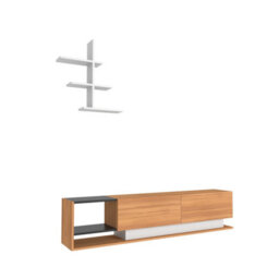 Decorotika Decortika Liza Modern Tv Stand Tv Unit With Storage Teak & Black White - thumbnail 6
