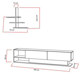 Decorotika Decortika Liza Modern Tv Stand Tv Unit With Storage Teak & Black White - thumbnail 7