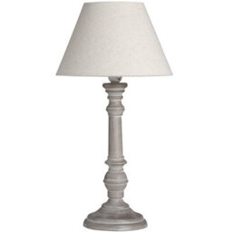 Wyld Haus Turin Tall Distressed Grey Wooden Table Lamp With Cream Linen Shade - thumbnail 3