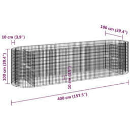 Berkfield Gabion Raised Bed Galvanised Iron 400X100X100 Cm - thumbnail 8
