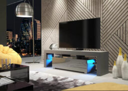 Tv Unit 160Cm Sideboard Cabinet Cupboard Tv Stand Living Room High Gloss Doors -Dark Grey - thumbnail 2