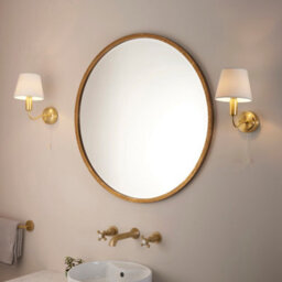 Anson Lighting Carwyn Brushed Gold Effect And Ivory Linen Shade 1 Light Bathroom Wall Light - thumbnail 6
