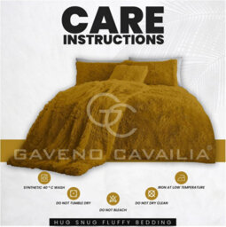 Gc Gaveno Cavailia Hug & Snug Teddy Fleece Double Ochre Duvet Cover With Matching Pillowcase Warm Fluffy Soft & Cosy Bedding Set - thumbnail 6