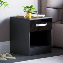 Lassic Vida Designs Hulio Black 1 Drawer Bedside Cabinet (H)470mm (W)400mm (D)360mm - thumbnail 1