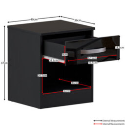 Lassic Vida Designs Hulio Black 1 Drawer Bedside Cabinet (H)470mm (W)400mm (D)360mm - thumbnail 2