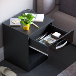 Lassic Vida Designs Hulio Black 1 Drawer Bedside Cabinet (H)470mm (W)400mm (D)360mm - thumbnail 7