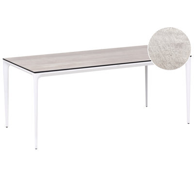 Beliani Garden Dining Table Sovareto 180 Cm 90 Cm Wood-Like Light Grey - image 1