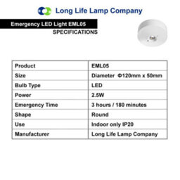 Long Life Lamps Company Led Emergency Light Flush Mounted Maintained/non Maintained Eml05 - thumbnail 9
