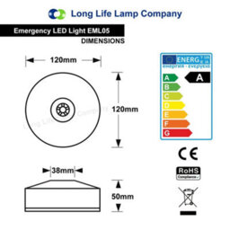 Long Life Lamps Company Led Emergency Light Flush Mounted Maintained/non Maintained Eml05 - thumbnail 2