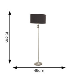 Valuelights Maggie Brushed Chrome Silver Candlestick Floor Lamp With Black Velvet Lamp Shade - thumbnail 5