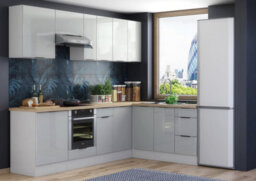 Impact Furniture Corner Kitchen Cabinets Set 11 Units Left Right Modern Storage Soft Close Light Grey Gloss Fitted Kitchen Star - thumbnail 4