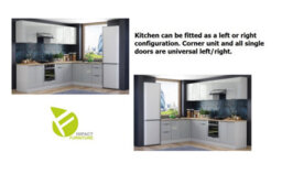 Impact Furniture Corner Kitchen Cabinets Set 11 Units Left Right Modern Storage Soft Close Light Grey Gloss Fitted Kitchen Star - thumbnail 3