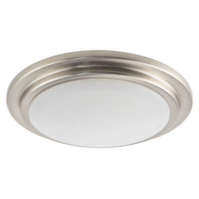 Happy Homewares Modern Chic Satin Nickel Flush Led Bathroom Ceiling Light Fitting - image 1
