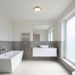 Happy Homewares Modern Chic Satin Nickel Flush Led Bathroom Ceiling Light Fitting - thumbnail 6