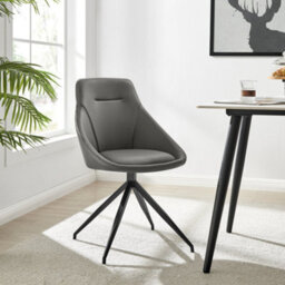 Bravich Lisbon Faux Leather Swivel Grey Dining Chair - thumbnail 1