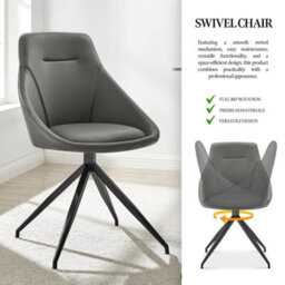 Bravich Lisbon Faux Leather Swivel Grey Dining Chair - thumbnail 2