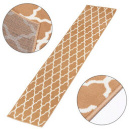 Bravich Hard Wearing Hessian Backed Stair Runner Kitchen Mat - Texas Beige Trellis - 60X180Cm (2'x6') - thumbnail 7