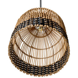 Wyld And Coco Rattan Pendant Lamp With Iron Frame, 30Cm X 151Cm Drop - thumbnail 6
