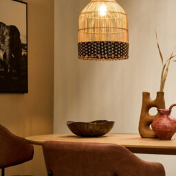 Wyld And Coco Rattan Pendant Lamp With Iron Frame, 30Cm X 151Cm Drop - thumbnail 2