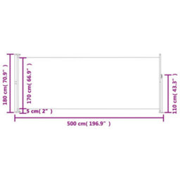 Berkfield Patio Retractable Side Awning 180X500 Cm Black - thumbnail 7