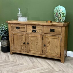 Elm Home And Garden Rustic Oak 3 Door 3 Drawer Sideboard Buffet Fully Assembled 137Cm Wide X 81Cm High X 40Cm Deep - thumbnail 5
