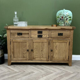 Elm Home And Garden Rustic Oak 3 Door 3 Drawer Sideboard Buffet Fully Assembled 137Cm Wide X 81Cm High X 40Cm Deep - thumbnail 6