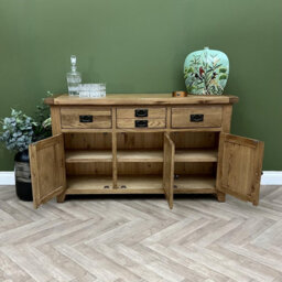 Elm Home And Garden Rustic Oak 3 Door 3 Drawer Sideboard Buffet Fully Assembled 137Cm Wide X 81Cm High X 40Cm Deep - thumbnail 2