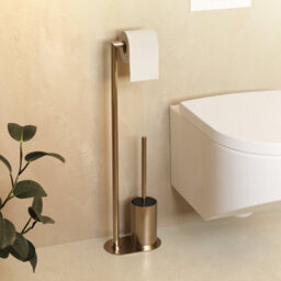 Cosmic Paper Holder With Toilet Brush, Brushed Gold Pvd, Architect S+ Collection - thumbnail 6