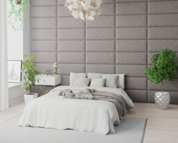 Aspire Easymount Wall Mounted Upholstered Panels, Modular Diy Headboard In Plush Velvet Fabric, Silver (Pack Of 8) - thumbnail 3