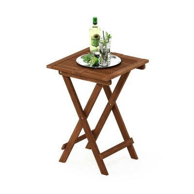 Walplus Furinno Tioman Hardwood Folding Table In Teak Oil, Natural - image 1