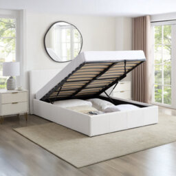 Luna 4Ft6 Double White Ottoman Storage Bed With Gas Lift & 20Cm Thick Memory Foam Mattress - L: 203Cm X W: 153Cm X H: 88.5Cm - thumbnail 2