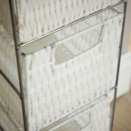 Home Source Ankara Fully Assembled Slim 4 Drawer Wicker Basket Storage Tower Unit Silver White - thumbnail 4