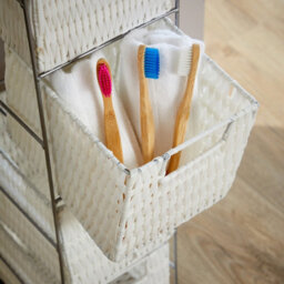 Home Source Ankara Fully Assembled Slim 4 Drawer Wicker Basket Storage Tower Unit Silver White - thumbnail 5