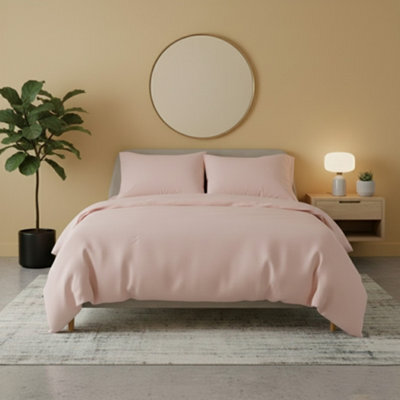Flannelette Cotton Duvet Cover Set Soft Brushed Warm Bedding Set Pink - image 1