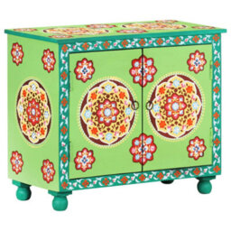 Berkfield Hand Painted Sideboard Multicolour 70X35X60 Cm Solid Mango Wood - thumbnail 1