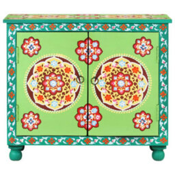 Berkfield Hand Painted Sideboard Multicolour 70X35X60 Cm Solid Mango Wood - thumbnail 2